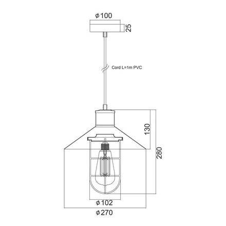 ACA Lighting Vintage závěsné svítidlo KS1344P1BK