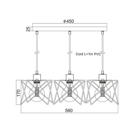 ACA Lighting Vintage závěsné svítidlo KS1462P3BK