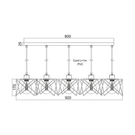ACA Lighting Vintage závěsné svítidlo KS1462P5BK