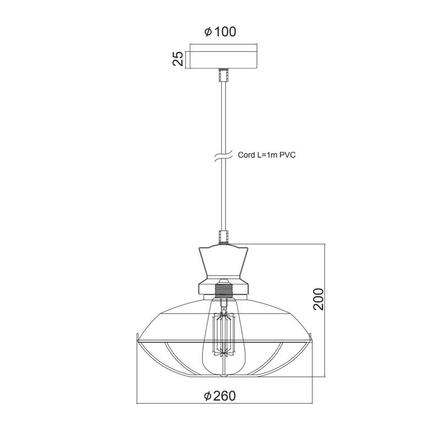 ACA Lighting Vintage závěsné svítidlo KS1463P1BK