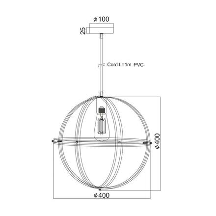 ACA Lighting Vintage závěsné svítidlo KS1483P1BK