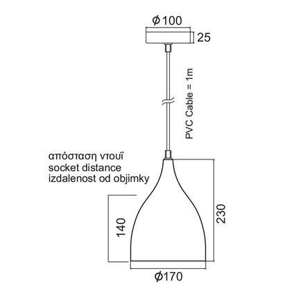 ACA Lighting Vintage závěsné svítidlo KS174317MR