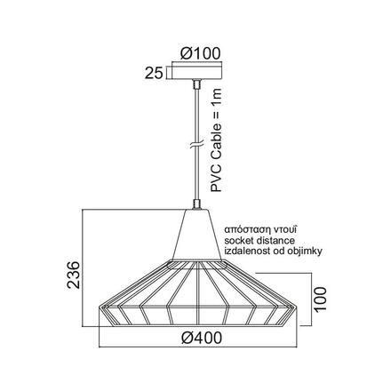 ACA Lighting Vintage závěsné svítidlo KS174940BK