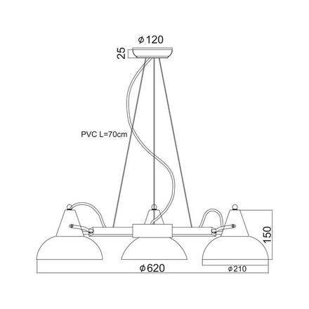 ACA Lighting Vintage závěsné svítidlo KS2025P3BK
