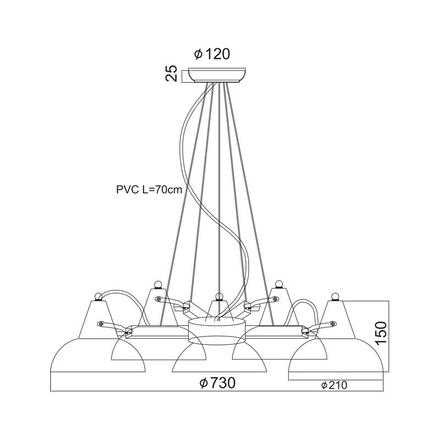 ACA Lighting Vintage závěsné svítidlo KS2025P5BK