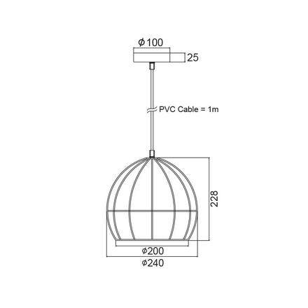 ACA Lighting Vintage závěsné svítidlo KS202925BK