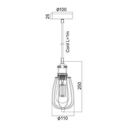 ACA Lighting Vintage závěsné svítidlo KS2047P1BK