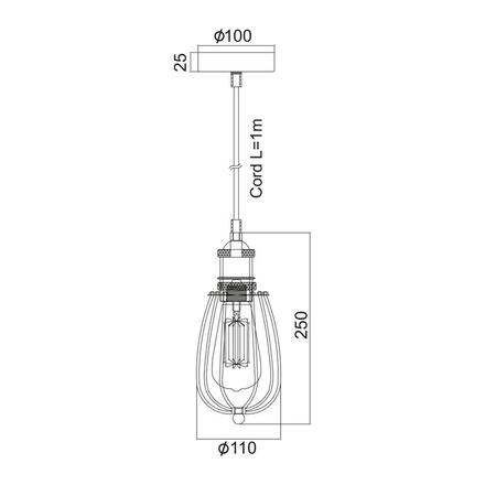 ACA Lighting Vintage závěsné svítidlo KS2047P1BK