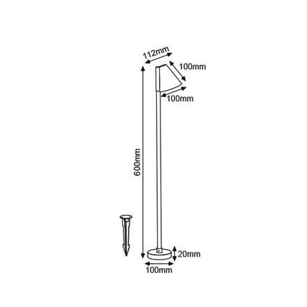 ACA Lighting GU10 venkovní stojací svítidlo 230V tmavě šedá IP65 MAX.20W se zápichem i základnou LG2134G-600