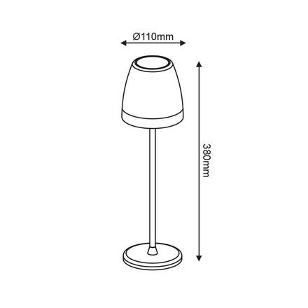 ACA Lighting LED SMD venkovní stolní lampa na baterie nabíjecí 2W 150LM 38d 3.000K bílá CRI80 IP54 LG2193W-400