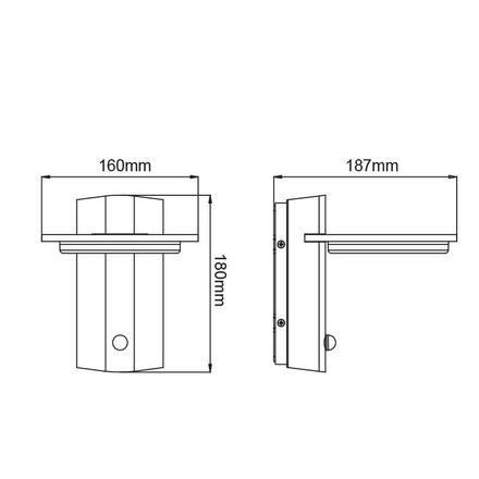 ACA Lighting LED SMD venkovní nástěnné svítidlo se senzorem 7W 440LM 145d 230V AC 3.000K tmavá šedá CRI80 IP54 30.000hod LG8205GPIR