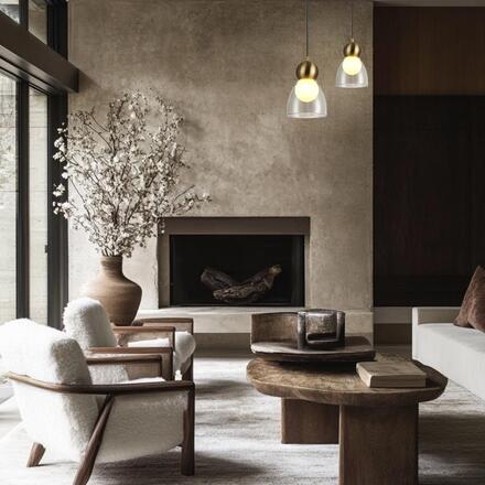 ACA Lighting závěsné svítidlo JULIETTE mosaz a sklo IP20 1xE27 LT1521PCB