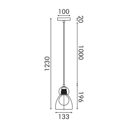 ACA Lighting závěsné svítidlo JULIETTE mosaz a sklo IP20 1xE27 LT1521PCB