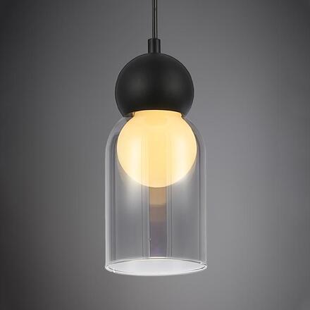 ACA Lighting závěsné svítidlo JULIETTE černá a sklo IP20 1xE27 LT1522PBK