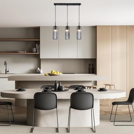 ACA Lighting závěsné svítidlo FAME černé sklo a kov IP20 3xE27 LT19P3BK