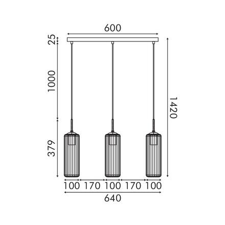 ACA Lighting závěsné svítidlo FAME černé sklo a kov IP20 3xE27 LT19P3BK