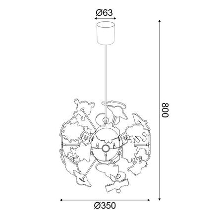 ACA Lighting dětské závěsné svítidlo 4XE14 vesmír D35XH80CM SPACE MD160224SP