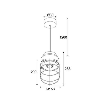 ACA Lighting závěsné svítidlo 1XE27 červený beton + černý kov D16XH120CM EPOQUE MK331P16RB