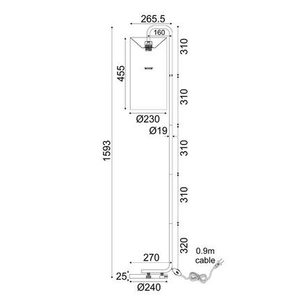 ACA Lighting stojací lampa 1XE27 OSAKA zlatá + bílá mramor, kov IP20 26,5X23XH160CM ML121811F