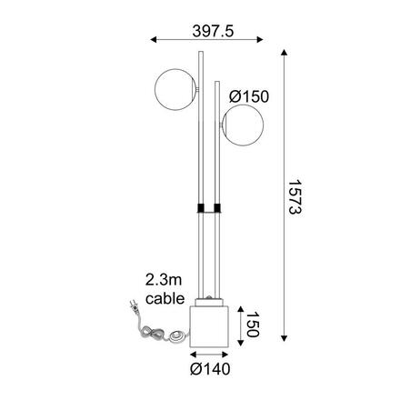 ACA Lighting stojací lampa 2XE14 QUADRO černá + bílá mramor, kov IP20 40X15XH157CM ML127022FBK