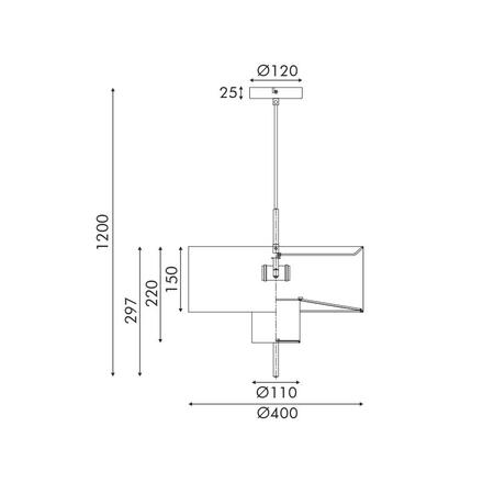 ACA Lighting závěsné svítidlo ANAFI černý kov béžové textilní stínítko 2xE27 MP240323