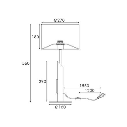 ACA Lighting stolní lampa CLIFF černý kov, dřevo a béžové textilní stínítko 1xE27 MT21585