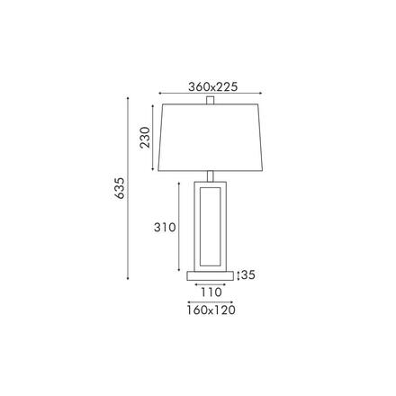 ACA Lighting hranatá stolní lampa DENNIS černý kov bílé textilní stínítko 1xE27 MT240515