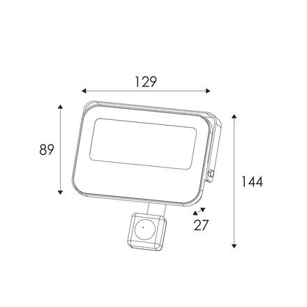 ACA Lighting LED SMD černý reflektor s pohybovým čidlem 20W 3CCT 2000lm 185-260V Ra80 IP66 N20CCTS