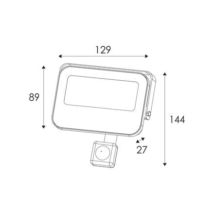 ACA Lighting LED SMD bílý reflektor s pohybovým čidlem 20W 3CCT 2000lm 185-260V Ra80 IP66 N20CCTWS
