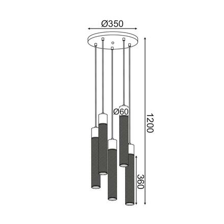 ACA Lighting závěsné svítidlo 5XE27 černá kov D35XH120CM ALCATRAZ OD605P35BK