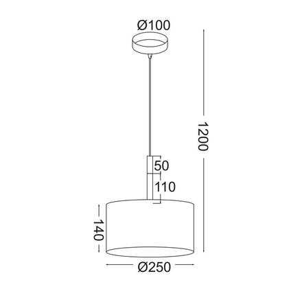ACA Lighting Textile závěsné svítidlo OD650825PBK