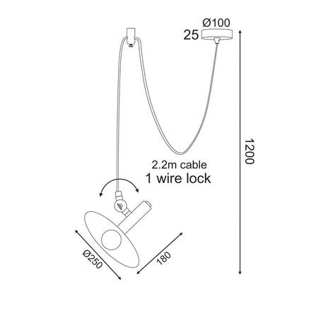 ACA Lighting závěsné svítidlo 1XE14 černá kov D25XH220CM WAKANDA OD691P25BK