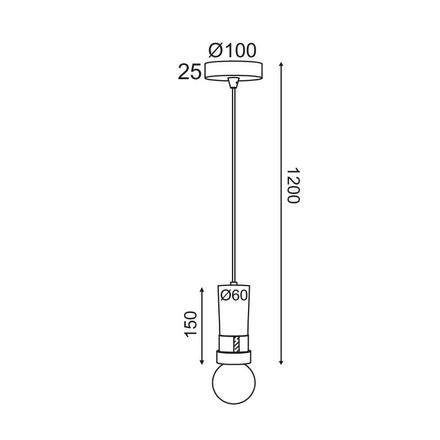 ACA Lighting závěsné svítidlo 1XE27 dřevo + kůže D6XH120CM MEMPHIS OD7821P6