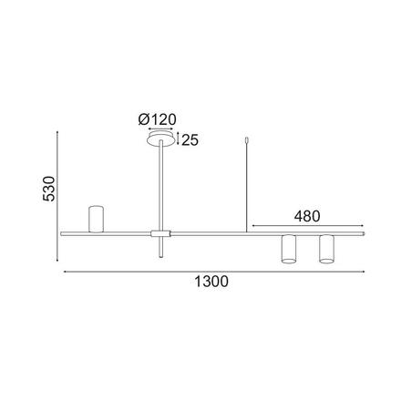 ACA Lighting stropní svítidlo 3XGU10 zlatá kov 130X12XH53CM ARISTO OD843C130G