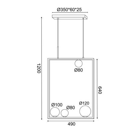 ACA Lighting závěsné svítidlo 4XG9 QUADRO černá kov + bílá 49X12X120CM OD91494PB