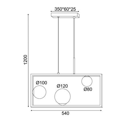 ACA Lighting závěsné svítidlo 3XG9 QUADRO černá kov + bílá 54X12X120CM OD91543PB