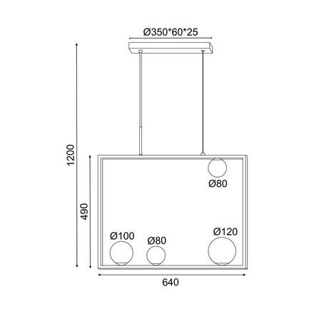 ACA Lighting závěsné svítidlo 4XG9 QUADRO černá kov + bílá 64X12X120CM OD91644PB