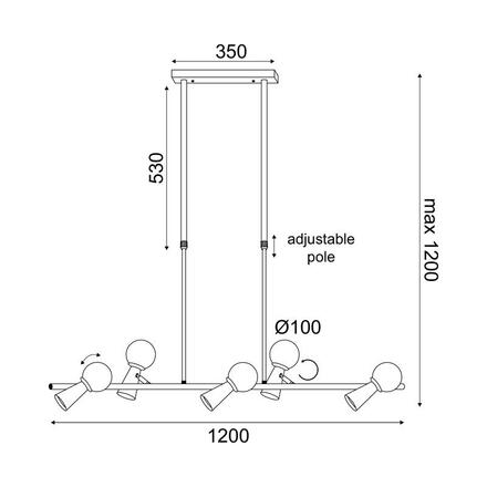 ACA Lighting závěsné svítidlo 5xG9+5xGU10 KIMOLOS černá kov + bílá 120X26X120CM OD94205PB