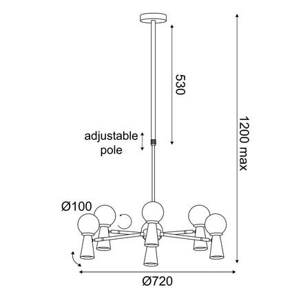 ACA Lighting závěsné svítidlo 6xG9+6xGU10 KIMOLOS černá kov + bílá D72X120CM OD94206PB