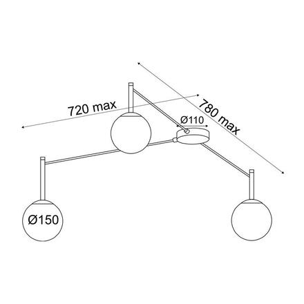 ACA Lighting stropní svítidlo 3XE14 TIRAMOLLA černá + bílá 78X72X32CM OD94613CB