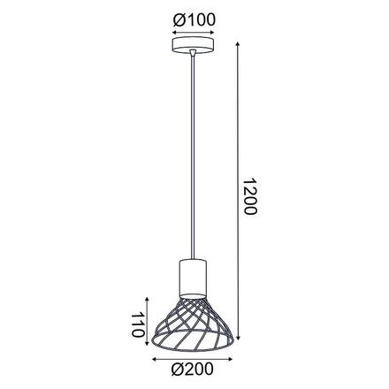 ACA Lighting závěsné svítidlo 1xGU10 TORNADE kov černá + dřevo D20X120CM OD95311PB