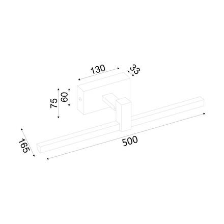 ACA Lighting nástěnné svítidlo LED 8W 3000K 520lm MIRAR černá IP20 50X16,5X7,5CM PN13LEDW50BK