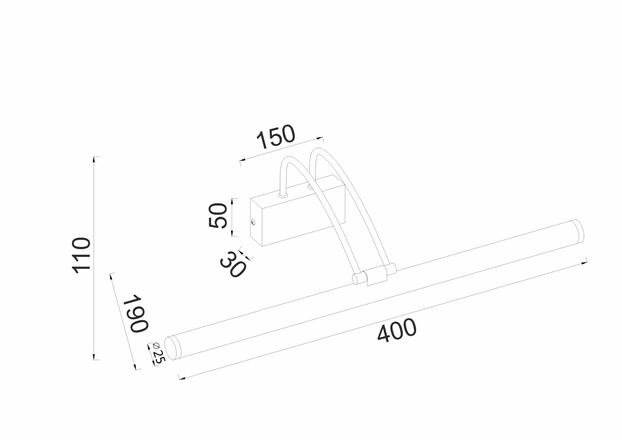 ACA Lighting nástěnné svítidlo LED 8W 3000K 520LM černá nerez ocel IP44 40X12X19CM ARIA PN17LEDW40BK