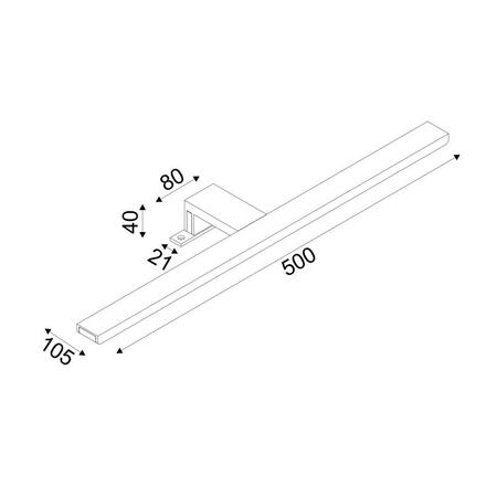 ACA Lighting svítidlo na zrcadlo LED 8W 3000K 520lm VOIR chrom IP44 50X4X10,5CM PN78LEDW50CH