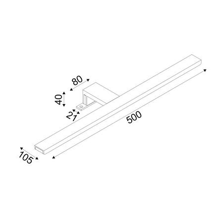 ACA Lighting svítidlo na zrcadlo LED 8W 3000K 520lm VOIR chrom IP44 50X4X10,5CM PN78LEDW50CH
