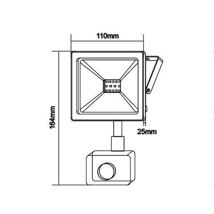 ACA Lighting bílá SENSOR LED SMD reflektor IP66 10W 3000K 800Lm 230V Ra80 Q1030WS