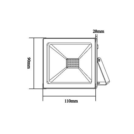 ACA Lighting černá LED SMD reflektor IP66 20W 3000K 1600Lm 230V Ra80 Q2030