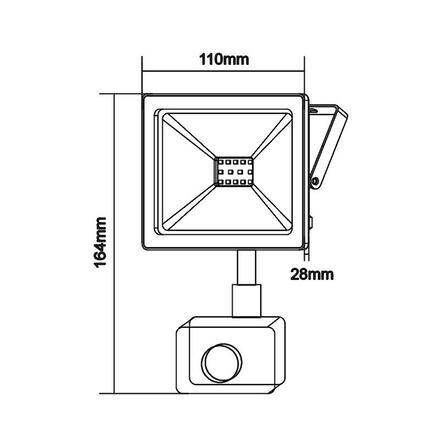 ACA Lighting černá SENSOR LED SMD reflektor IP66 20W 3000K 1600Lm 230V Ra80 Q2030S