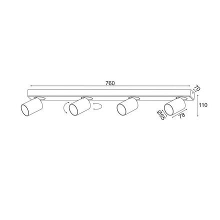 ACA Lighting bodové svítidlo nástěnné 4XGU10 bílá hliník 76X7X11CM ELITIS RA304S76WH