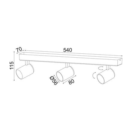 ACA Lighting bodové svítidlo nástěnné 3XGU10 bílá hliník 54X7X12CM DISCO RA313S54WG